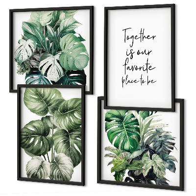 Galleria a parete Decorazione con foglie tropicali verdi