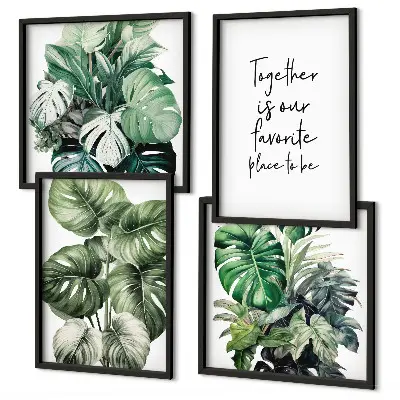 Decorazione a parete con foglie tropicali versione con foglie verdi