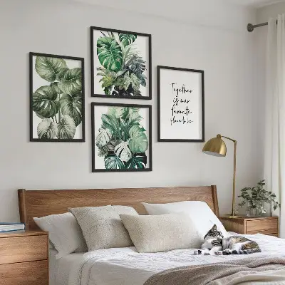 Decorazione a parete con foglie tropicali versione con foglie verdi