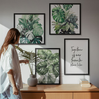 Galleria a parete Decorazione con foglie tropicali verdi