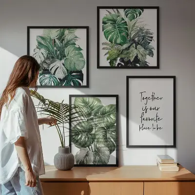 Decorazione a parete con foglie tropicali versione con foglie verdi