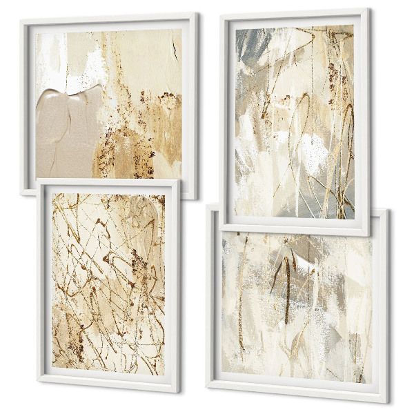 Polittico con cornice Linee e forme astratte beige