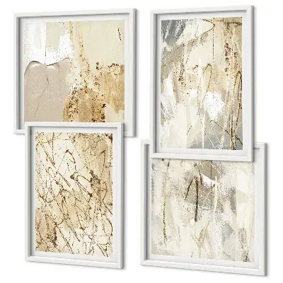 Polittico con cornice Linee e forme astratte di colore beige