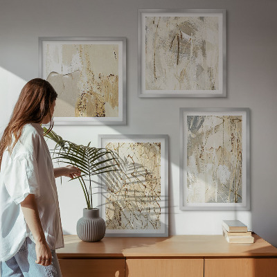Polittico con cornice Linee e forme astratte beige