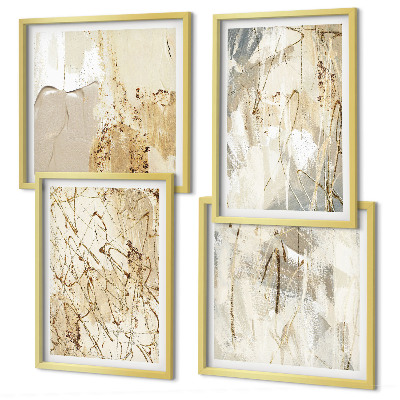 Polittico con cornice Linee e forme astratte beige