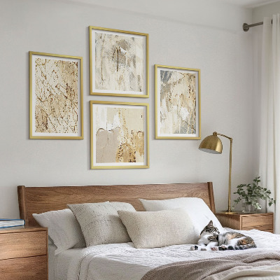 Polittico con cornice Linee e forme astratte beige