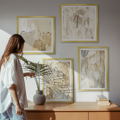 Polittico con cornice Linee e forme astratte beige