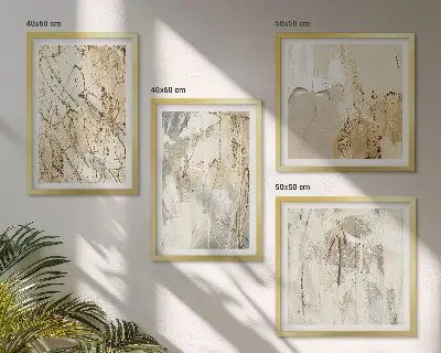 Polittico con cornice Linee e forme astratte di colore beige