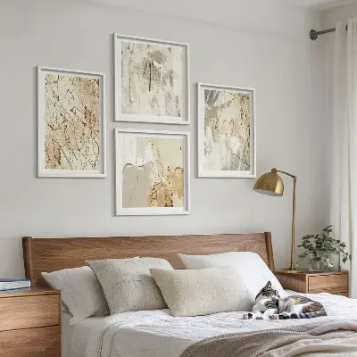 Polittico con cornice Linee e forme astratte di colore beige