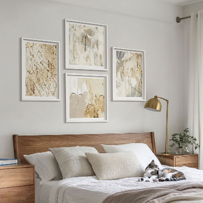 Polittico con cornice Linee e forme astratte beige