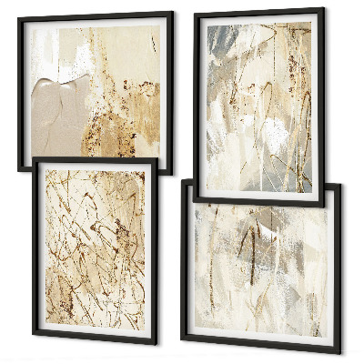 Polittico con cornice Linee e forme astratte beige