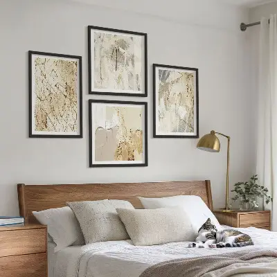 Polittico con cornice Linee e forme astratte di colore beige