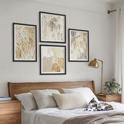 Polittico con cornice Linee e forme astratte beige