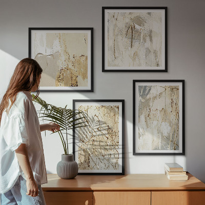 Polittico con cornice Linee e forme astratte beige