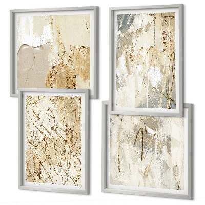Polittico con cornice Linee e forme astratte beige