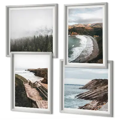 Polittico con cornice panorami a picco sul mare con paesaggi marini
