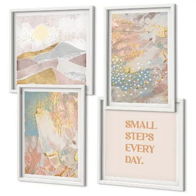 Polittico con cornice con motivi astratti dai colori pastello