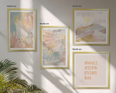 Polittico con cornice con motivi astratti dai colori pastello