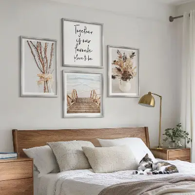 Composizione di 4 quadri Fiori e rami in stile minimalista decorazione da parete con tema natura