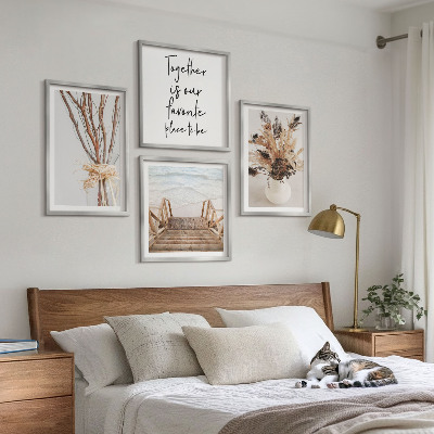 Composizione di 4 quadri Fiori rami minimalismo natura