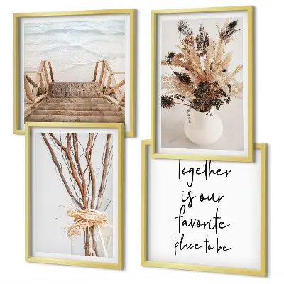 Composizione di 4 quadri Fiori e rami in stile minimalista decorazione da parete con tema natura