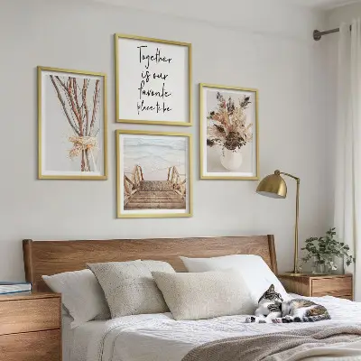 Composizione di 4 quadri Fiori e rami in stile minimalista decorazione da parete con tema natura
