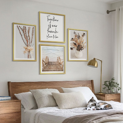 Composizione di 4 quadri Fiori rami minimalismo natura
