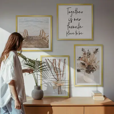 Composizione di 4 quadri Fiori e rami in stile minimalista decorazione da parete con tema natura