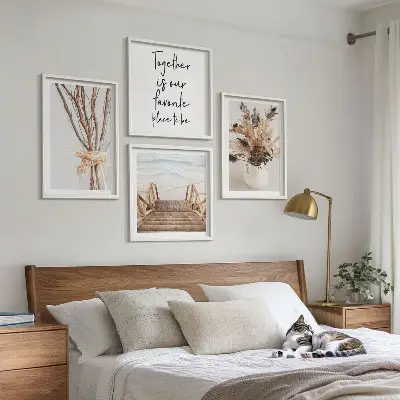 Composizione di 4 quadri Fiori e rami in stile minimalista decorazione da parete con tema natura