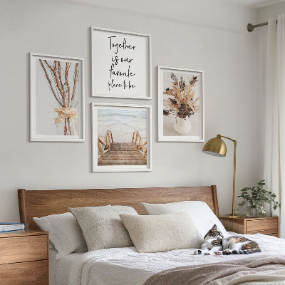 Composizione di 4 quadri Fiori rami minimalismo natura