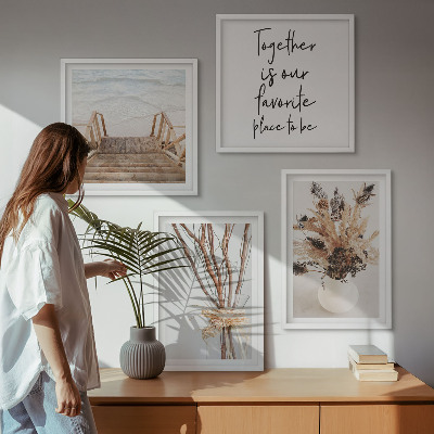 Composizione di 4 quadri Fiori rami minimalismo natura