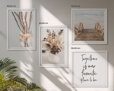 Composizione di 4 quadri Fiori rami minimalismo natura