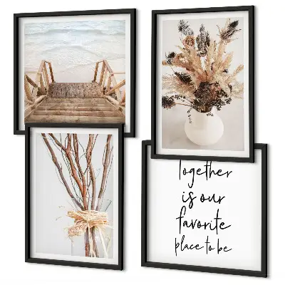 Composizione di 4 quadri Fiori e rami in stile minimalista decorazione da parete con tema natura