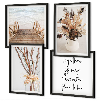 Composizione di 4 quadri Fiori rami minimalismo natura
