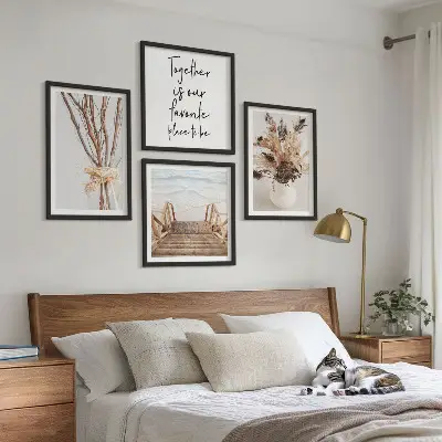 Composizione di 4 quadri Fiori e rami in stile minimalista decorazione da parete con tema natura