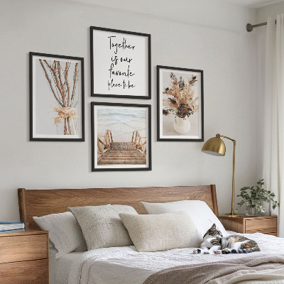 Composizione di 4 quadri Fiori rami minimalismo natura