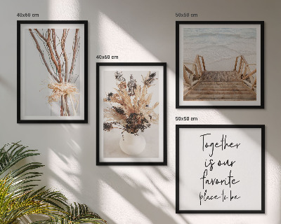 Composizione di 4 quadri Fiori rami minimalismo natura