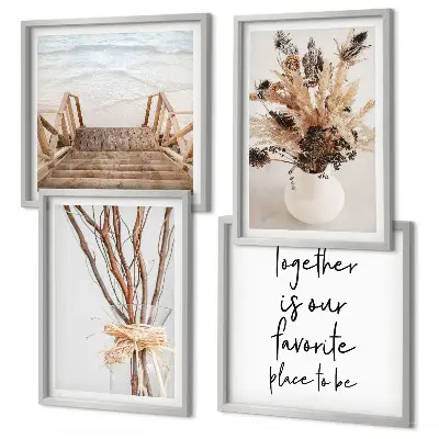 Composizione di 4 quadri Fiori e rami in stile minimalista decorazione da parete con tema natura