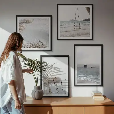 Vegetazione in riva all'acqua in estate polittico con cornice