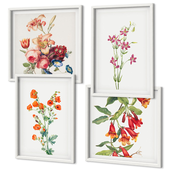 Polittico con cornice Quadro di fiori in stile retrò