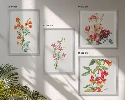 Quadro di fiori in stile retrò con cornice polittico