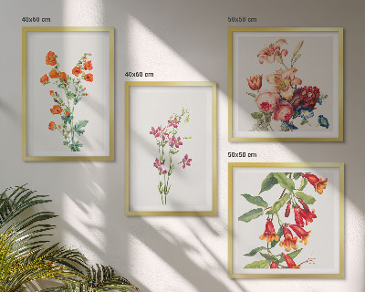 Polittico con cornice Quadro di fiori in stile retrò