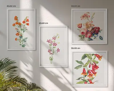 Quadro di fiori in stile retrò con cornice polittico