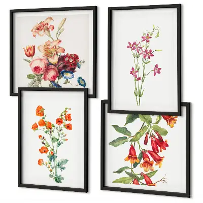 Quadro di fiori in stile retrò con cornice polittico