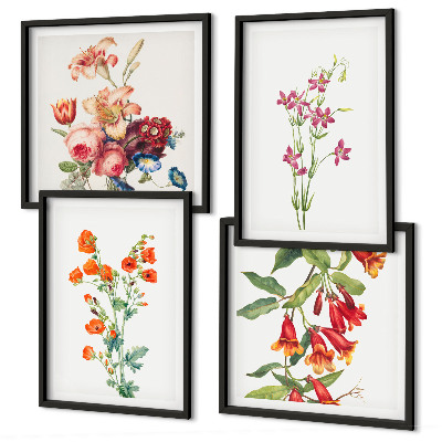 Polittico con cornice Quadro di fiori in stile retrò