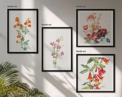 Quadro di fiori in stile retrò con cornice polittico