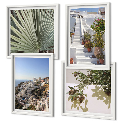 Galleria a parete Scale bianche con vista su Santorini