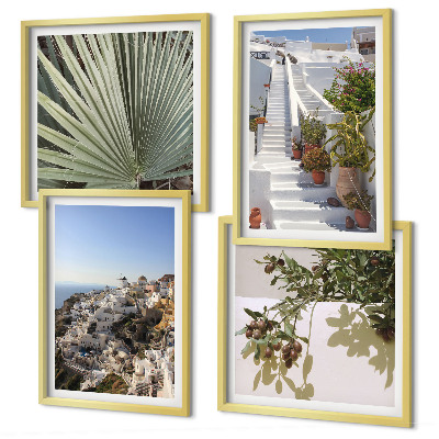 Galleria a parete Scale bianche con vista su Santorini