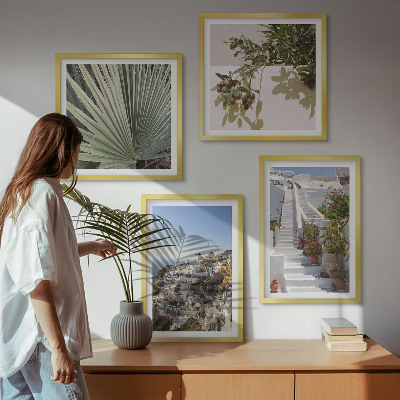 Galleria a parete Scale bianche con vista su Santorini