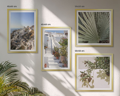 Galleria a parete Scale bianche con vista su Santorini